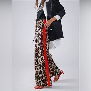 Leopard Print Pants with Red Trim
